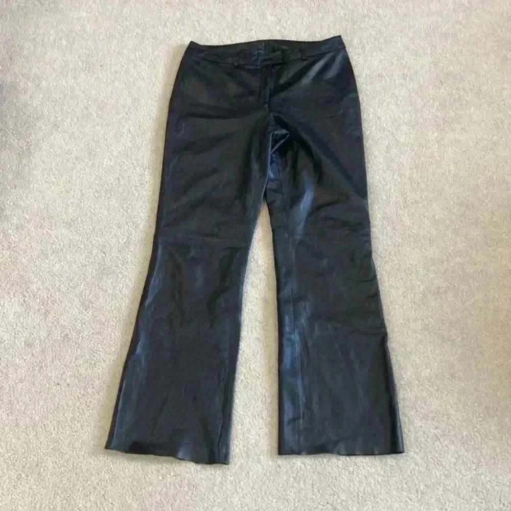 V. Sport too by vakko vintage black high rise flared lambskin leather pants